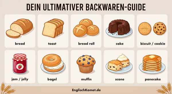 Brot auf Englisch: Alle Brotarten, Brötchen und Backwaren 2 Brot auf Englisch - Übersicht Top 10 Vokabeln