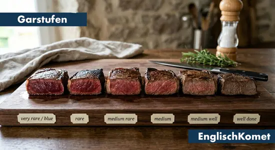 Garstufen Steak - Fleisch auf Englisch
