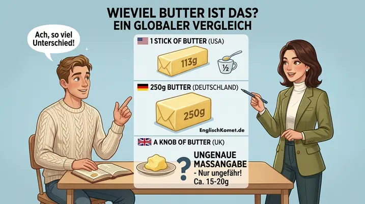 Mengenangaben Butter im Vergleich - US vs UK vs. Deutschland
