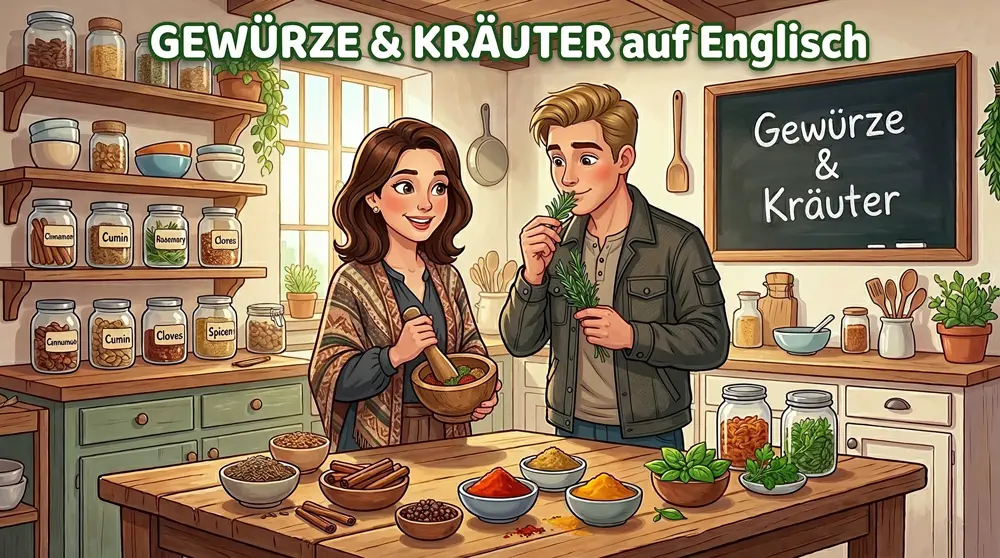 Kräuter und Gewürze auf Englisch