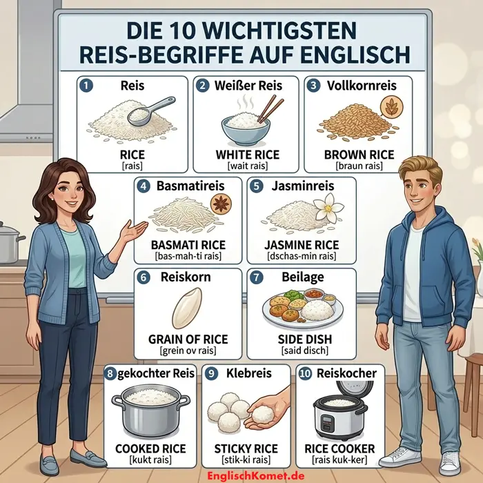 Top 10 Begriffe für das Thema Reis auf Englisch