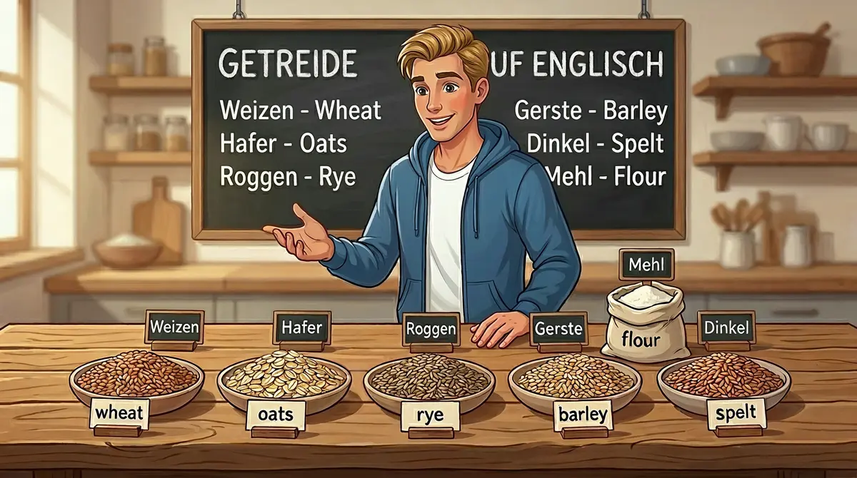 Getreide auf Englisch - Tom zeigt verschiedene Getreidesorten