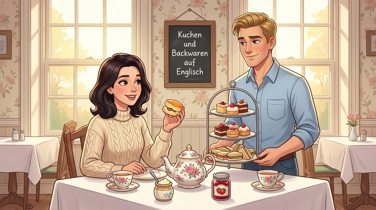 Backwaren und Kuchen auf Englisch – Lina und Tom beim Afternoon Tea mit Victoria Sponge, Scones und clotted cream
